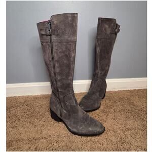 Born fannar suede leather knee high heeled boot riding boots grey 7